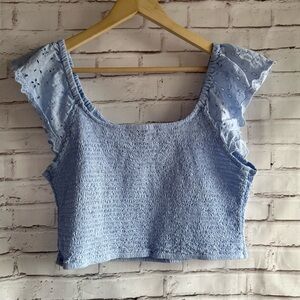 Universal Thread‎ Sky Blue Eyelet Crop Top